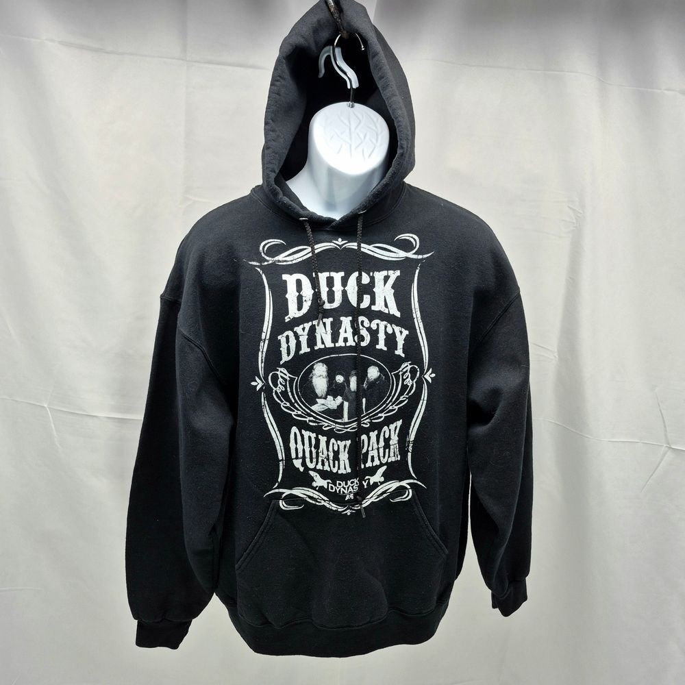 Duck Dynasty "Quack Pack" Black Graphic Print Hoodie Sweatshirt Xl Hunting
